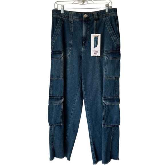 Baggy Relaxed Cargo Jeans, Wide Leg, High Elastic Waist, 30 - Picture 1 of 11